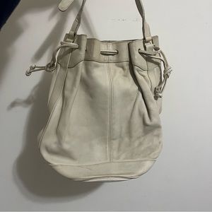 Vintage Coach Drawstring White Bone Bucket Bag